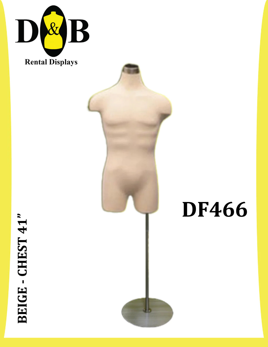 B-Dress Form , Beige, Size 39", Male, DF466