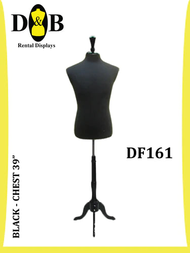 B-Dress Form, Black, Size 39", Male DF161