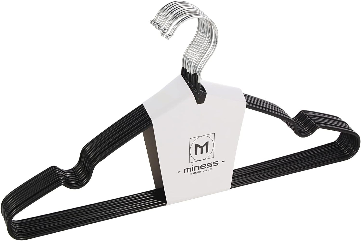 Miness Standard Black Non-Slip Sleek Metal Clothing Hangers [FREE-Click for details]