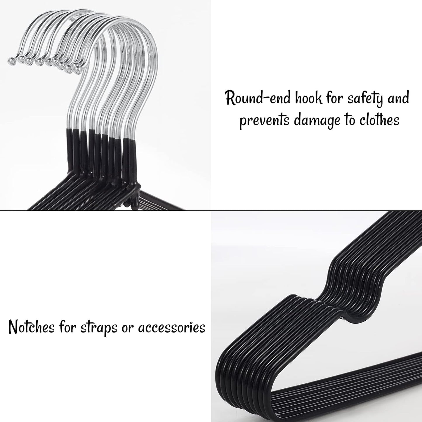 Miness Standard Black Non-Slip Sleek Metal Clothing Hangers [FREE-Click for details]